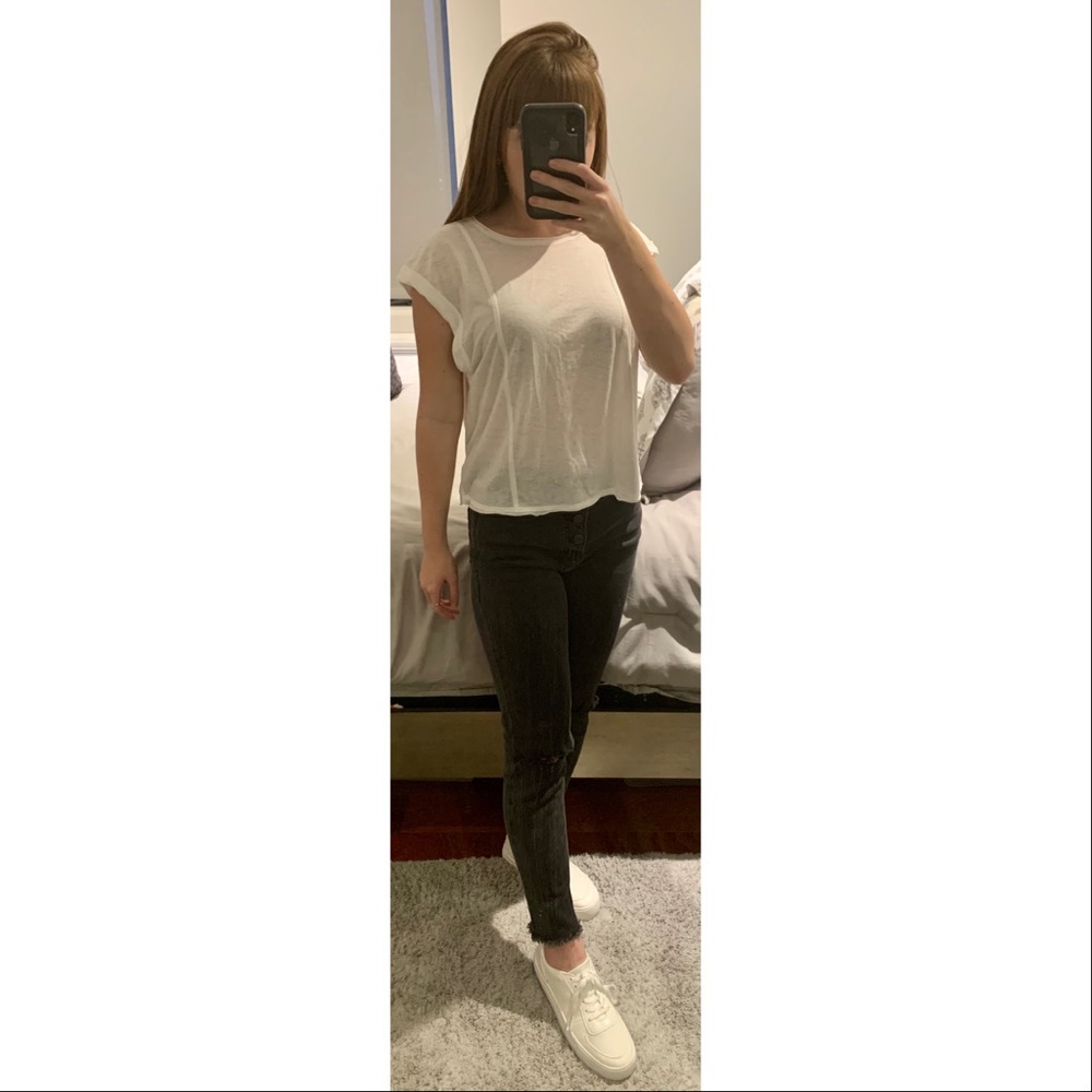NWT American Eagle Boxy Cropped Tank Top | Cream